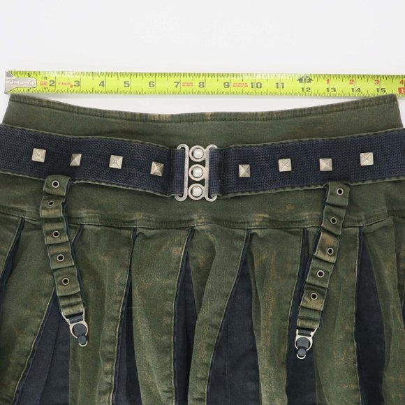 Tripp NYC Vintage Militia Army Green Pleated Mini Skirt Y2K Mall Goth Punk Large - Picture 9 of 11